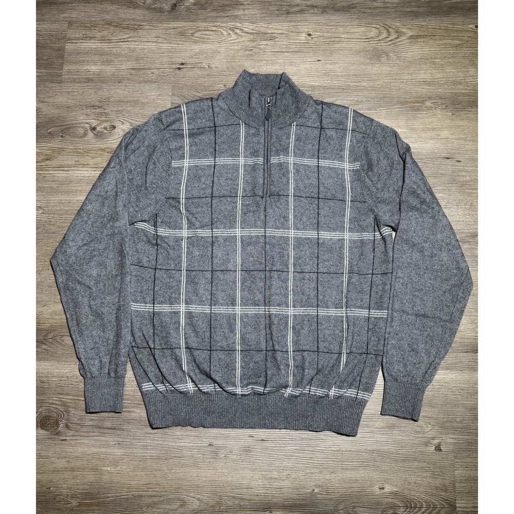 Austin Reed London 55% Silk 45% Cashmere Quarter Zip Sweater Gray Men's L